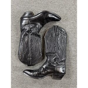 Vintage Nocona Black Western‎ Cowboy Boots Womens 6B Leather Pointed Toe Riding